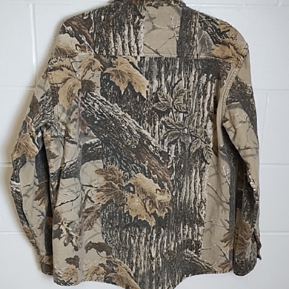 Camo Brushed Denim Canvas Hunting Button Up Shirt Jacket Rattlers - Picture 13 of 13